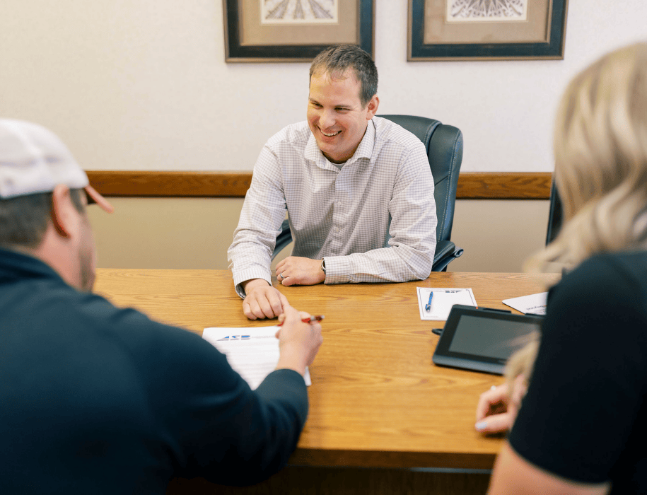 Lender talking to customers