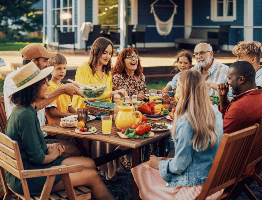 Family and friend dinner outdoors
